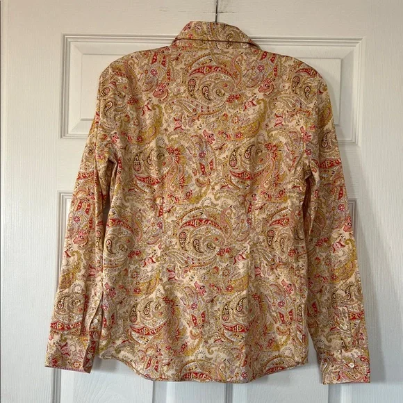 Chaps Paisley Button-Down Shirt in Cream, Red & Gold - Picture 5 of 5